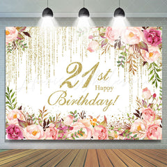 Lofaris Glitter Pink Floral Backdrop For 21st Birthday Party