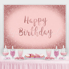 Lofaris Glitter Pink Happy Birthday Bokrh Backdrop for Girl