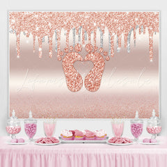 Lofaris Glitter Pink Little Feet Backdrop Baby Shower For Girl