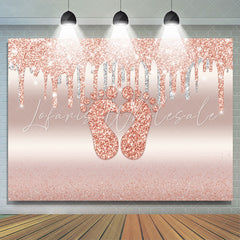 Lofaris Glitter Pink Little Feet Backdrop Baby Shower For Girl