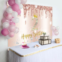 Lofaris Glitter Rose Gold 2nd Birthday Backdrop For Girl