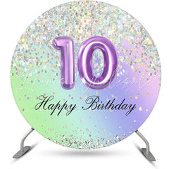 Lofaris Glitter Sequin Round Happy 10th Birthday Backdrop