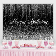 Lofaris Glitter Silver And Black Birthday Backdrop Decoration