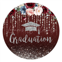 Lofaris Glitter Silver And Burgundy Flower Round Grad Backdrop