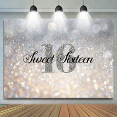 Lofaris Glitter Silver Bokeh Sweet Sixteen Birthday Backdrop