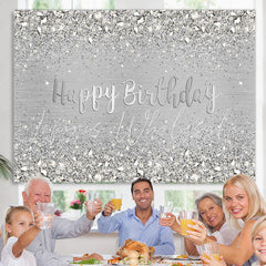 Lofaris Light Grey Simple Happy Birthday Backdrop For Party