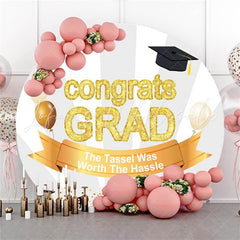 Lofaris Glitter Simple Round Congrategrad Backdrop With Balloon