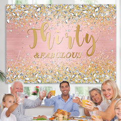 Lofaris Glitter Thirty Fabulous Pink Happy Birthday Backdorp