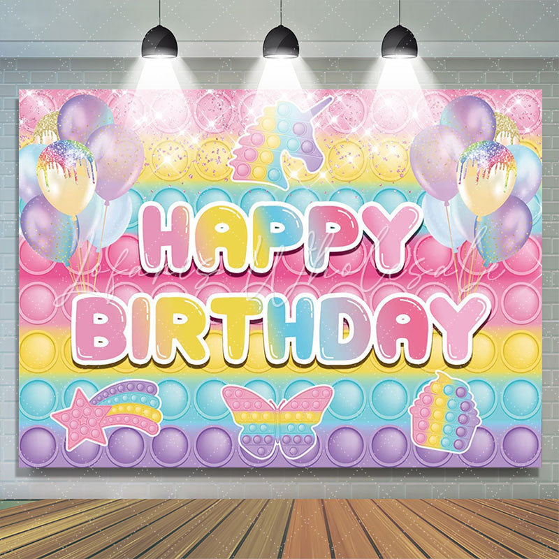 Lofaris Glitter Unicorn Balloons Pop It Happy Birthday Backdorp