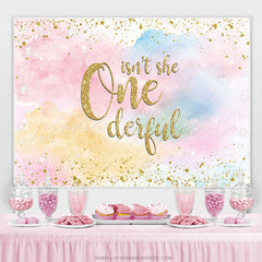 Lofaris Glitter Watercolour 1st Birthday Backdrop For Girl