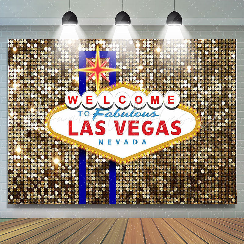 Lofaris Glitter Welcome To Las Vegas Fabulous Night Birthday Backdrop