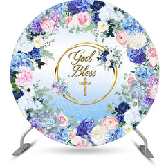 Lofaris God Bless Colorful Floral Round Baptism Backdrop