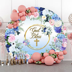 Lofaris God Bless Colorful Floral Round Baptism Backdrop