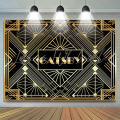 Lofaris Gold And Black Gabsty Birthday Party Decro Backdrop