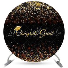 Lofaris Gold And Black Glitter Congrats Grad Round Backdrop