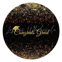 Lofaris Gold And Black Glitter Congrats Grad Round Backdrop