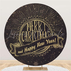 Lofaris Gold And Black Round Chrismas New Year Backdrop