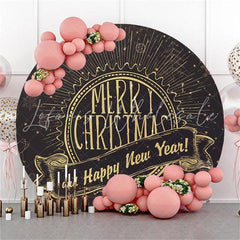 Lofaris Gold And Black Round Chrismas New Year Backdrop