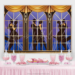 Lofaris Gold And Black Window Birthday Dance Party Backdrop