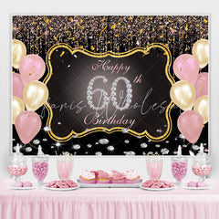 Lofaris Gold And Pink Balloons 60th Happy Birthday Backdrop