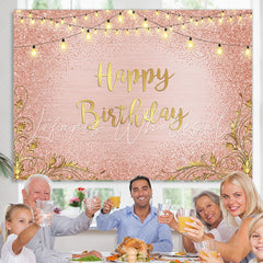 Lofaris Gold and Pink Bokeh Gorgeous Happy Birthday Backdrop