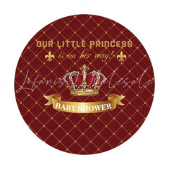 Lofaris Gold And Red Crown Round Baby Shower Backdrop For Girl