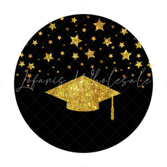 Lofaris Gold Bachelor Cap And Star Round Graduation Backdrop