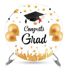 Lofaris Gold Balloons Stars Round Graduation Photo Backdrop