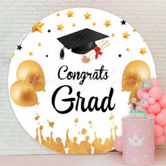 Lofaris Gold Balloons Stars Round Graduation Photo Backdrop