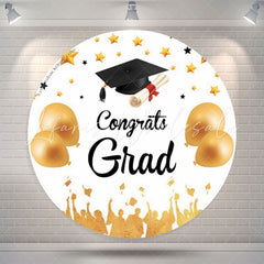 Lofaris Gold Balloons Stars Round Graduation Photo Backdrop