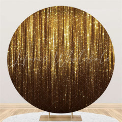 Lofaris Gold Bokeh Glitter Bright Round Happy Birthday Backdrop