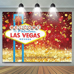 Lofaris Gold Bokeh Glitter Coin Welcome To Los Vegas Backdrop