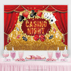 Lofaris Gold Bokeh Glitter Red Curtain Casino Night Backdrop