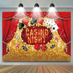 Lofaris Gold Bokeh Glitter Red Curtain Casino Night Backdrop