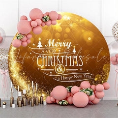 Lofaris Gold Bokeh Glitter Round Chrismas And New Year Backdrop