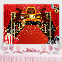 Lofaris Gold Five-pointed Star Red Carpet Birthday Backdrop