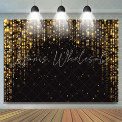 Lofaris Gold Glitter Black Happy Birthday Backdrop For Party