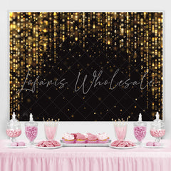 Lofaris Gold Glitter Black Happy Birthday Backdrop For Party