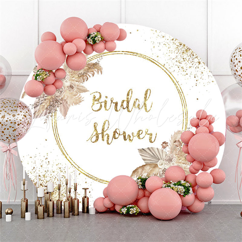 Lofaris Gold Glitter Boho Theme Round Bridal Shower Backdrop