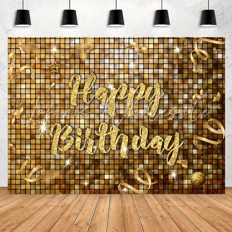 Lofaris Gold Glitter Bokeh Happy Birthday Backdrop For Party