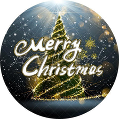 Lofaris Gold Glitter Bokeh Merry Chrismas Tree Round Backdrop