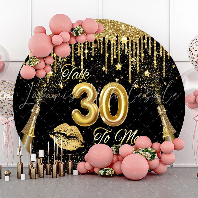 Lofaris Gold Glitter Creamy Round 30th Birthday Backdrop