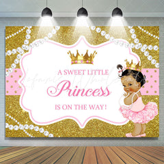 Lofaris Gold Glitter Cute Girl Baby Shower Backdrop For Party