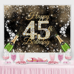 Lofaris Gold Glitter Diamond Bokeh Happy 45th Birthday Backdrop