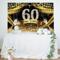 Lofaris Gold Glitter Diamond Champagne 60th Birthday Backdrop