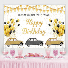 Lofaris Gold Glitter Drive By Birthday Party Parade Backdrop