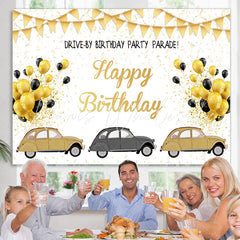 Lofaris Gold Glitter Drive By Birthday Party Parade Backdrop