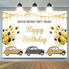 Lofaris Gold Glitter Drive By Birthday Party Parade Backdrop