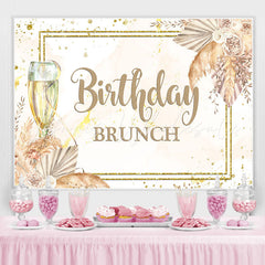 Lofaris Gold Glitter Floral Birthday Brunch Backdrop For Girl