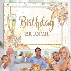 Lofaris Gold Glitter Floral Birthday Brunch Backdrop For Girl